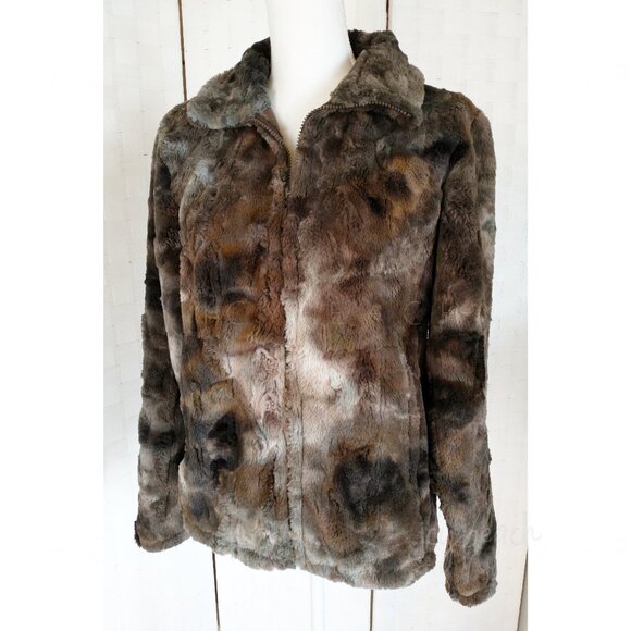 Andrea Faye Faux Fur Jacket Size Small Victoria Boa Cinchback Coat Equestrian - Picture 11 of 15